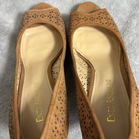 Enzo Angiolini heels Edemario9 Natural Tan Peep Toe‎ Heels size 7.5   7 1/2M - Picture 8 of 11